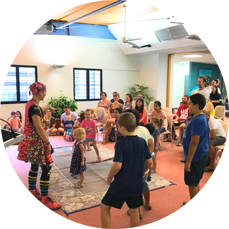 Hyper the Clown is facilitating activities for Book Week in Darwin.